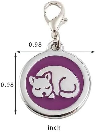 Personalized Pet ID Tags with Lobster Claw Clasp for Kittens and Cats - Small pet Tags for Cats, cat Name Tags for Collar, Custom cat id tag (Sleeping-Round-Small: Green)
