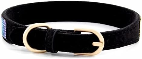 Serijoars Small Dog Collar with Rhinestone Crystal Diamond Colorful Bling Girl Puppy Cat Collars (L, Black2)