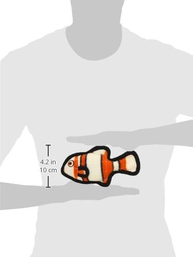 TUFFY - World's Tuffest Soft Dog Toy - Ocean Junior Fish Orange- Squeakers - Multiple Layers. Made Durable, Strong & Tough. Interactive Play (Tug, Toss & Fetch).Machine Washable & Floats