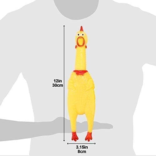 HEALTH & OUTDOORS Rubber Chicken Squeeze Squawking Chicken (2 Pack), 12-Inch Yellow Screaming Chicken Dog Toys, Prank Noise Maker Dog for Silly Novelty Party Favors, Games