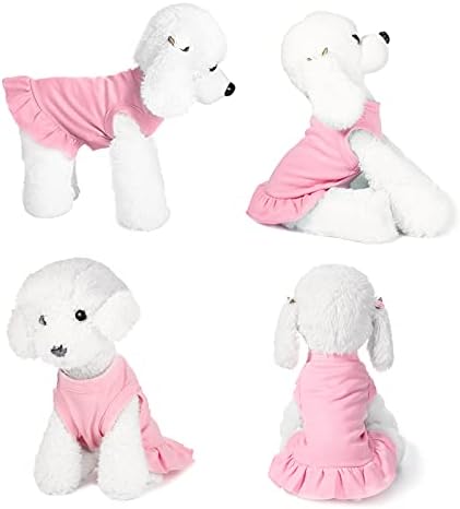 6 Pieces Dog Dresses Shirt Skirt Sleeveless Dress Breathable Pet Shirts with Ruffles Puppy Sundress Outfits for Dogs and Cats (L Size)
