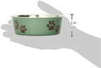 Loving Pets Bella Dog Bowls- Stainless Steel Dog & Cat Bowls - Spill Proof Dog Food Bowl, Cat Bowl, Puppy Essentials & Pet Supplies Great for Home & Travel (Small 10-20 lbs, Artichoke)