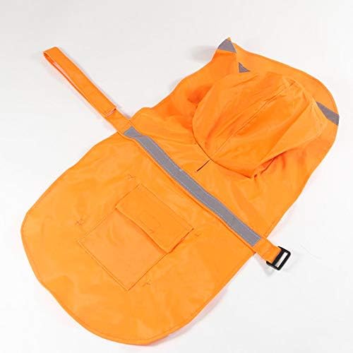 Adjustable Large Dog Raincoat with Strip Reflective - Waterproof Pet Rain Jacket Hoodie Poncho,for Large and Medium Dogs (Orange,M)