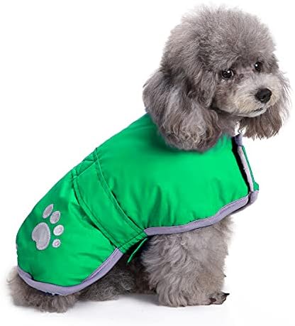 Queenmore Dog Winter Coat, Cold Weather Fleece Jacket for Dogs, Waterproof Reflective Reversible, for Small, Medium and Large Dogs (Green, M)