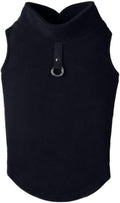 Gooby Fleece Vest Dog Sweater - Black, Large - Warm Pullover Fleece Dog Jacket with O-Ring Leash for Small to Medium Dogs