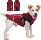 Warm Dog Coat Reflective Jacket, Waterproof Winter Coat for Dogs Turtleneck Dog Clothes for Cold Weather (Red, XL(Chest:18.9-20.4",Neck:(16.9"))