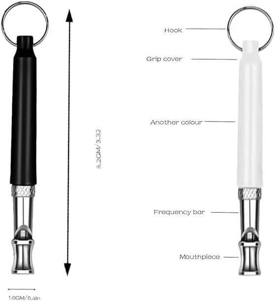 Dog Whistle to Stop Barking Neighbors Dog, Adjustable Ultrasonic Silent Dog Whistle, Professional Recall Dog Training Whistles, with Lanyard (Black and White) 2 Pack Dog Whistle.