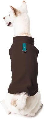 Gooby Fleece Vest Dog Sweater - Brown/Turquoise, X-Small - Warm Pullover Fleece Dog Jacket with O-Ring Leash for Small to Medium Dogs