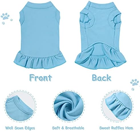 6 Pieces Dog Dresses Shirt Skirt Sleeveless Dress Breathable Pet Shirts with Ruffles Puppy Sundress Outfits for Dogs and Cats (L Size)