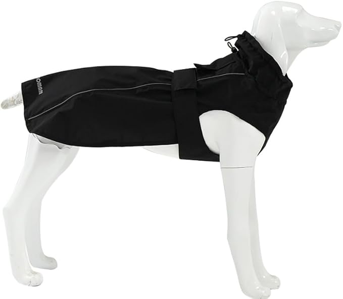 Adjustable Waterproof Dog Raincoat for Dogs,Lightweight Pet Rain Jacket Puppy Clothes with Reflective Strip for Small Medium Large Dogs (Black, Medium)