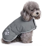 Queenmore Dog Winter Coat, Cold Weather Fleece Jacket for Dogs, Waterproof Reflective Reversible, for Small, Medium and Large Dogs (Grey, L)