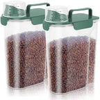 5lbs Cat Dog Storage Container Portable with Upgraded Large Spout and Cup, Plastic Pet Food Dispenser BPA-Free for Small Animal Kibble, Bird Seed, Oatmeal, Rice, Flour, Brown Sugart-2 Set Royal Green