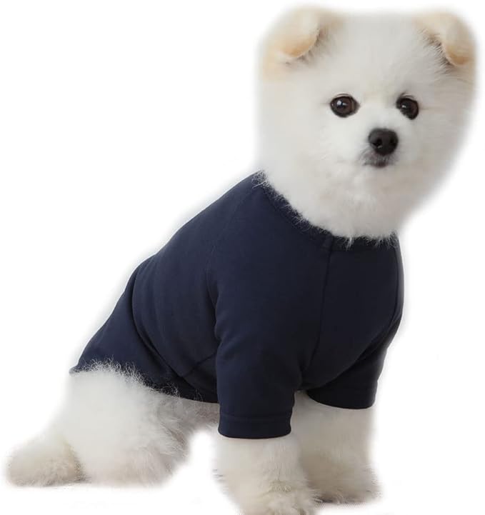 Dog Shirt for Small Dogs Plain T-Shirts Soft Breathable Dog Cotton Shirt pet Clothes (Small, Navy)