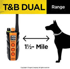 Dogtra T&B Dual Dial 2-Dogs Remote Training and Beeper Collar - 1.5-Mile-Long Range, Sports Upland Hunting, Fully Waterproof, Rechargeable, Static, Locate - Includes PetsTEK Trainer Clicker