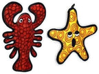 TUFFY - World's Tuffest Soft Dog Toy - Ocean Larry Lobster -Squeakers - Multiple Layers. Made Durable, Strong & Tough. Interactive Play (Tug, Toss & Fetch). Machine Washable & Floats. (Combo Pack)