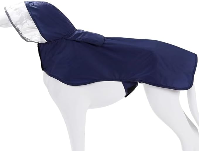 Pet Raincoat Packable Hooded Dog Rain Jacket Reflective Strips Lightweight Adjustable Poncho for Small Medium Large Dogs Blue L