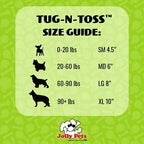 Jolly Pets Dog Tug-N-Toss Toy Ball, 6-Inch, Blueberry (406 BB), All Breed Sizes
