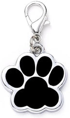 Cute Personalized Pet Name Tags for Cats/Dogs - Glitter Custom pet id tag, Dog id Tags Engraved for Pets, Customizable cat tag, pet Collar Charms, Dog Name tag (Paw-Shaped-Small: Black)