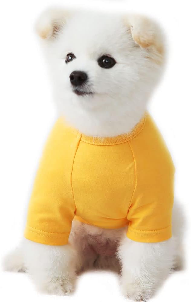 Dog Shirt for Small Dogs Plain T-Shirts Soft Breathable Dog Cotton Shirt pet Clothes (Small, Yellow)