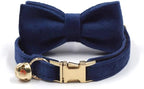 Personalized Cat Collar with Bells,Velvet Customized Small Cat Collar with Name Tag,Pet Collar with Name Phone Number Engraved ID Tags for Boy and Girl Kitten Cats (Tibetan Blue)