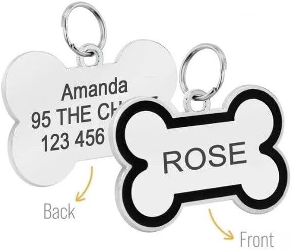 Personalized Dog ID Tags - tag for Dog Collar, pet ID tag, Dogs Tags for Pets, Laser Engraved Name Tags for Dogs, Dog Tags for Large Dogs, Blank Dog Tags (Bone-Shaped-Large: Red)