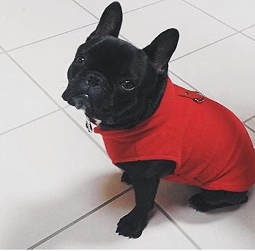 Gooby Fleece Vest Dog Sweater - Red, Small - Warm Pullover Fleece Dog Jacket with O-Ring Leash for Small to Medium Dogs
