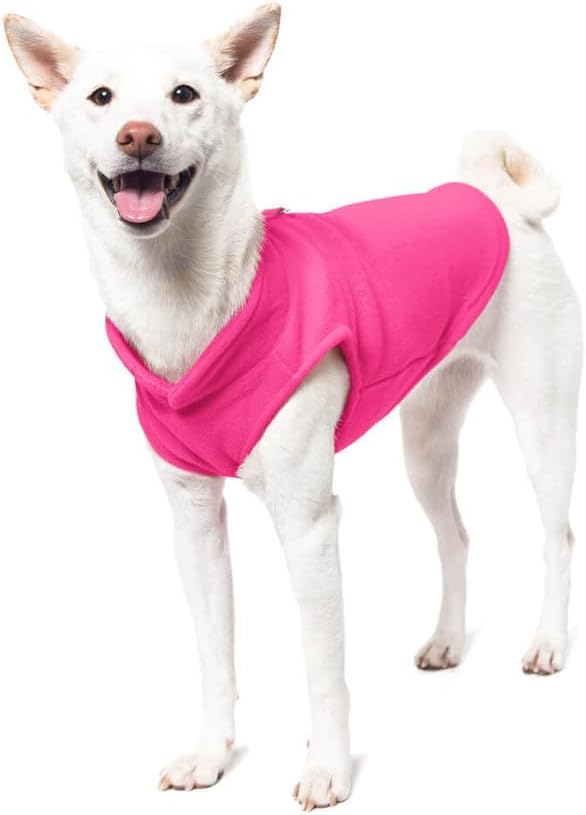 Gooby Fleece Vest Dog Sweater - Pink, Small - Warm Pullover Fleece Dog Jacket with O-Ring Leash for Small to Medium Dogs