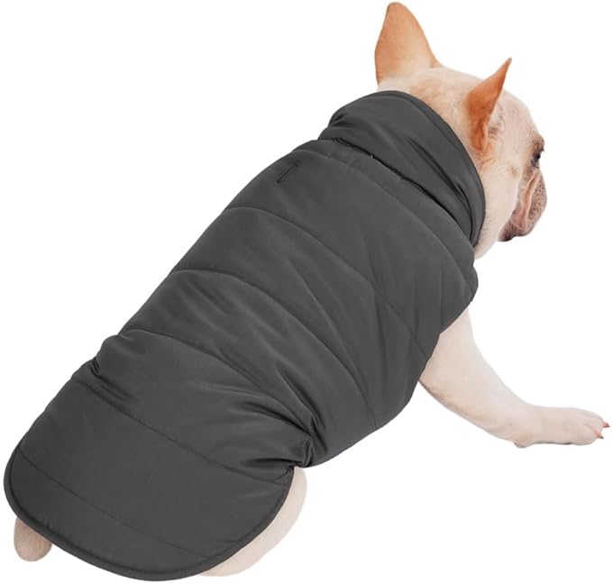 PetWarm Reversible Dog Cold Weather Coats, Waterproof Dog Puffer Vest, Vest for Dogs with Hook-and-Loop Strap, Windproof Outdoor Coat for Winter Walks and Snowy Days, Grey, S
