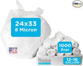 16 Gallon Trash Bags - 8 micron, 1000 Per Case, 24" x 33", 20 Rolls of 50, High Density Clear Trash Can Liners, Ideal for Small Wastebaskets in Office, and Bathroom Use