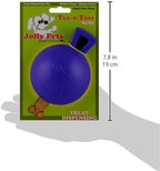 Jolly Pets Tug-n-Toss Heavy Duty Dog Toy Ball with Handle, 4 Inches/Petite, Blue (404 BL),Small Breeds