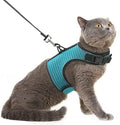 PUPTECK Soft Mesh Cat Vest Harness and Leash Set Puppy Padded Pet Harnesses Escape Proof for Cats Small Dogs (X-Large, Lake Blue)