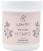 Veterinary Eye & Ear Wipes for Dogs & Cats - Removes Tear Stains & Infection Treatment - Hypoallergenic Rosewater - 100 Count