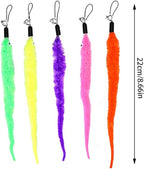 24 PCS Cat Worm Toy Replacement Teaser with Bell Refills Indoor Cat's Interactive Wand and Catch Wand Soft Squiggly Worm Teaser Refills Attachment Interactive Catch Toy Accessories （6 Color）