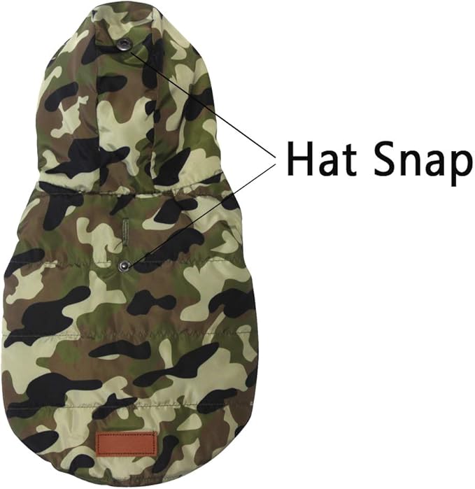 Fleece Lining Extra Warm Dog Hoodie in Winter,Small Dog Jacket Puppy Coats with Hooded,Green Camo XS