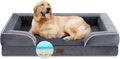 Comfort Expression Orthopedic Dog Bed for Extra Large Dogs 42x30 Inch, Waterproof Supportive Memory Foam XL Pet Bed with Removable Bolster, Dog Couch with Washable Cover & Non-Slip Bottom, Leaden Grey