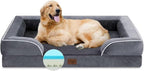Comfort Expression Orthopedic Dog Bed for Extra Large Dogs 42x30 Inch, Waterproof Supportive Memory Foam XL Pet Bed with Removable Bolster, Dog Couch with Washable Cover & Non-Slip Bottom, Leaden Grey