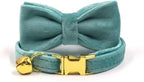 Personalized Cat Collar with Name Tag & Bells,Optional Bow-tie,Colorful Cute Cat Collars for Boys Cats, Soft Durable Custom Kitten Collars for Small Large Cats (Light Green)