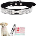 Serijoars Small Dog Collar with Rhinestone Crystal Diamond Colorful Bling Girl Puppy Cat Collars (M, Black3)