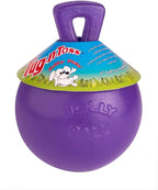 Jolly Pets Tug-n-Toss Heavy Duty Dog Toy Ball with Handle, 4.5 Inches/Small, Purple