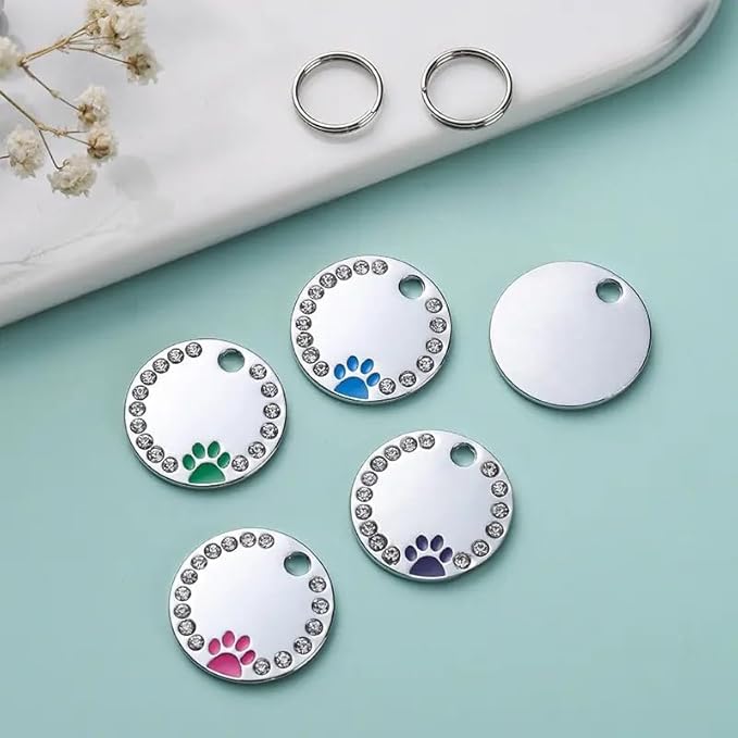 Personalized Dog/Cat Cute Paw Pet ID Tag with Unique Laser Engraving Name and Phone Number for Pet Collar or Key Chain (Blue)