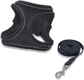 Dog Harness Small Sized and Leash Set, Dog Harness with Leash Set, Comfortable Air Mesh Dog Vest Harness with Reflective Strip, Reflective for Safe Easy Walking Dogs, Cats, Black M