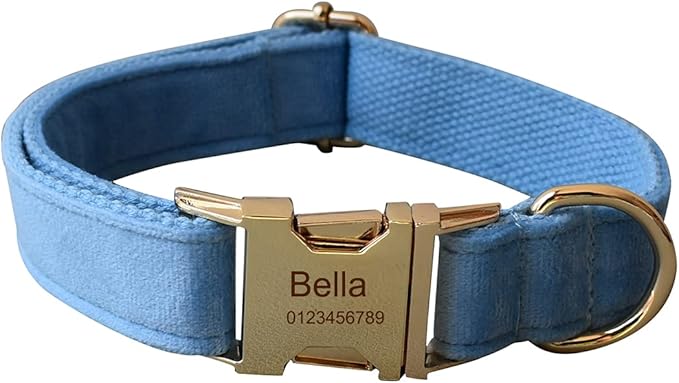 Dog Collar Custom Personalized Engraved Name and Phone Number for Puppy Small Medium Large Pets (XL, Sky Blue)