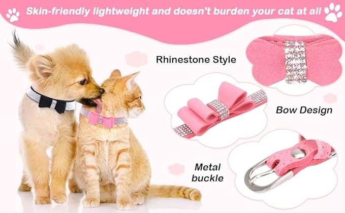 Serijoars Small Dog Collar with Rhinestone Crystal Diamond Colorful Bling Girl Puppy Cat Collars (XS, Red1)
