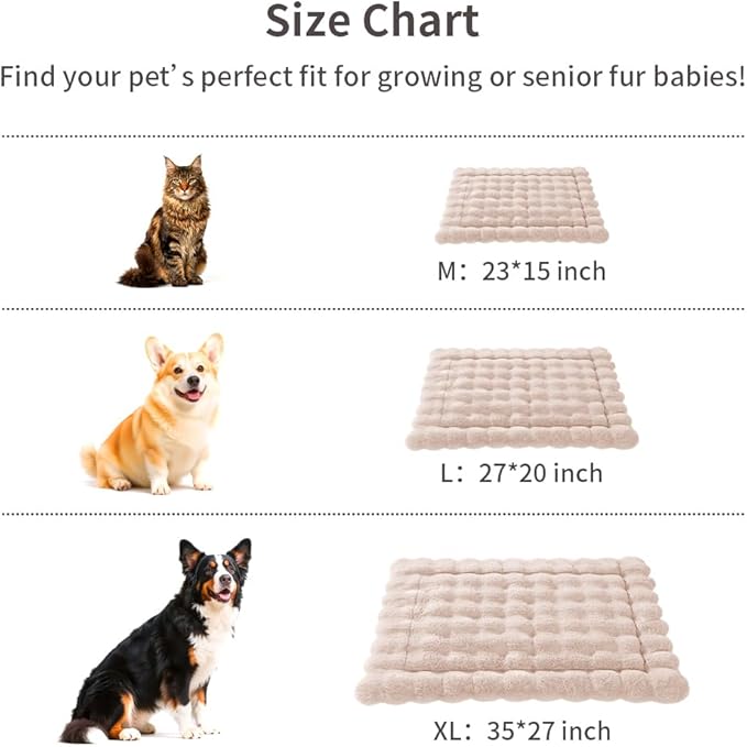 Plush Dog Bed Mat Faux Fur Cat Beds for Indoor Cats with Anti-Slip Bottom Kitten Self Warming Bed for Couch/Floor/Dog & Puppy Friendly 27 x 20 Inch Large White
