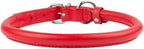CollarDirect Rolled Leather Dog Collar, Soft Padded Round Puppy Collar, Handmade Genuine Leather Collar Dog Small Large Cat Collars 13 Colors (6-7 Inch, Red Textured)