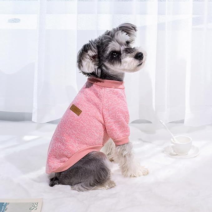Idepet Pet Dog Classic Sweater, Fleece Coat for Small,Medium Dog,Warm Pet Dog Cat Clothes,Soft Puppy Customes 2 Color (S, Pink)