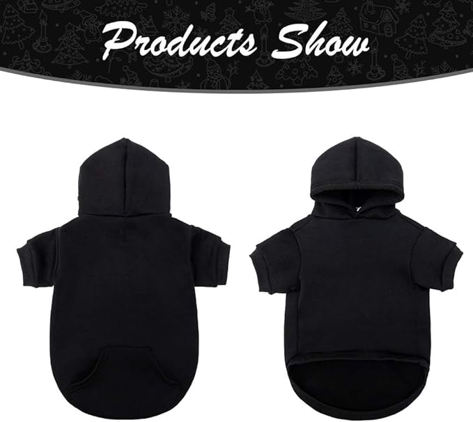 KOOLTAIL Basic Dog Hoodie - Soft and Warm Dog Hoodie Sweater with Leash Hole and Pocket, Dog Winter Coat, Cold Weather Clothes Sweatshirt for Small Medium Large Dogs Puppy Cat Boys Girls Black SM
