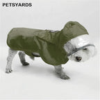 Pet Raincoat Packable Hooded Dog Rain Jacket Reflective Strips Lightweight Adjustable Poncho for Small Medium Large Dogs Army Gree M (Back:14 Inches)
