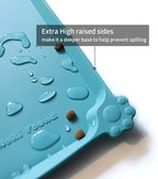 Hoki Found Silicone Pet Food Mats Tray - Non Slip Cat & Dog Bowl Mats - Waterproof & Pet-Friendly for Carpet - Glacier
