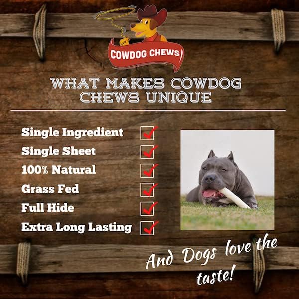 Cowdog Chews Retriever Roll 9-10 inch All Natural Rawhide Dog Treat (10 Pack)